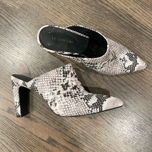 Le Chateau snake skin mules